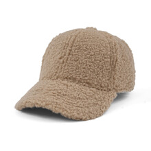 Khaki Unisex Winter Lamb Fleece Baseball Hat Solid Color