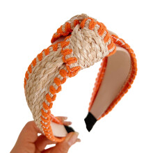 Woven Straw Knotted Headband for Girls Photo Booth Props