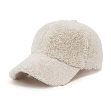 Beige Unisex Lamb Fleece Baseball Hat Outdoor Warm Windproof