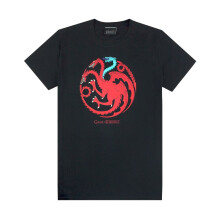 (S, Black) Game of Thrones Mens Ice and Fire Dragons Emblem T-Shirt