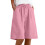 Women's Light Pink Linen Bermuda Shorts Elastic Waist 1