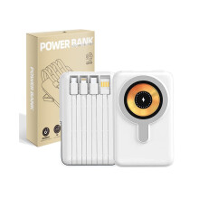 (Blanco) Power Bank magnético inalámbrico de 10000 mAh Powerbank magnético de carga inalámbrica Cargadores rápidos Batería ex
