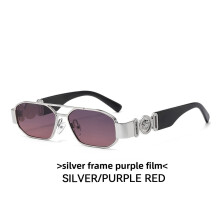 (Silver Red Gray)Modern Square Sun Glasses With Lightweight Frame For Travel And Stage Performances