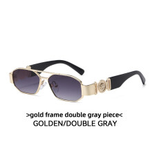 (Gold Gradient Gray)Modern Square Sun Glasses With Lightweight Frame For Travel And Stage Performances