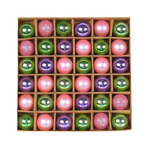 Christmas Tree Ornament Ball Set Green Pink 12 pcs