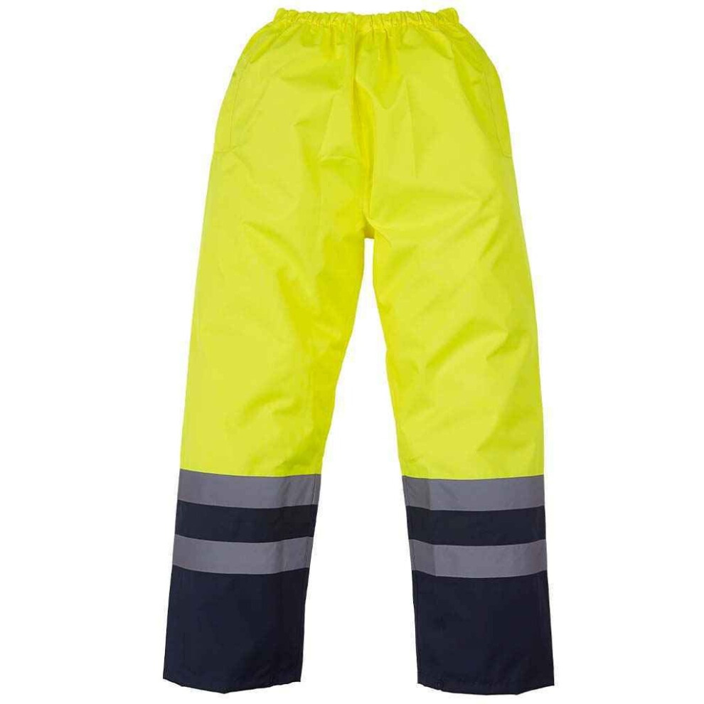 (S, Yellow/Navy) Yoko Unisex Adult Two Tone Hi-Vis Over Trousers 5059958691650