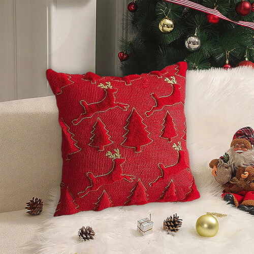 Christmas Throw Pillow Tree Design Soft Plush 18x18 Inch