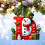 Red Initial Christmas Ornament Acrylic Snowman with Green 1