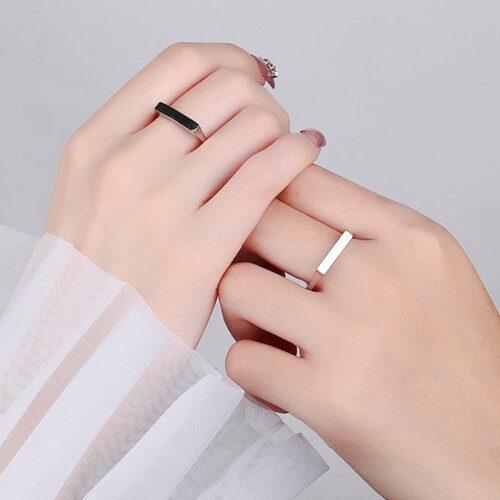 Silver Couple Rings Adjustable Message Projection 2