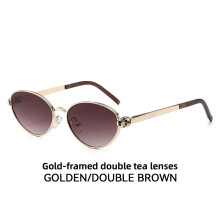 (Gradient Tea)Elegante Sonnenbrille goldfarbenes Gestell mit mehreren Gläsern für Sommerausflüge Partys