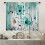 Teal Aqua Daisy Floral Kitchen Curtain 27.5x39 in 2-Panel 1