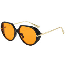 (Orange)Lunettes de soleil vintage à la mode avec verres PC résistants aux chocs pour fêtes spectacles scène