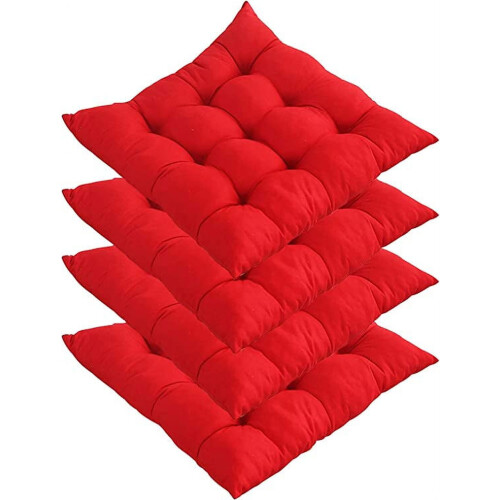 Dining Chair Cushions with Ties Red Square 4-Pack