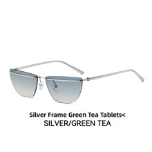 (Silver Green Tea)Elegant Metal Square Eyewear With Uv400 And Pc Lenses For Party Performances Stage