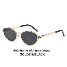(Black Gray)Elegant Gold Frame Sunglasses With Multiple Lens Options For Summer Parties Outings
