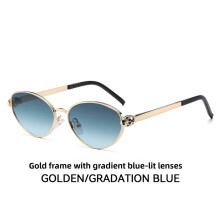 (Gradient Blue)Elegante Sonnenbrille goldfarbenes Gestell mit mehreren Gläsern für Sommerausflüge Partys
