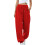 Women's Red High-Waisted Jogger Pants Polyester Elastic 2