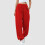 Women's Red High-Waisted Jogger Pants Polyester Elastic 6