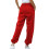 Women's Red High-Waisted Jogger Pants Polyester Elastic 7