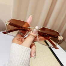 (Gradient Tea)Lunettes de soleil minimalistes polygones avec verres teintés et protection UV pour une utilisation quotidienne