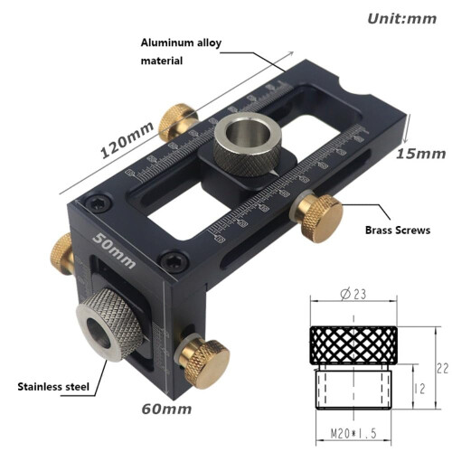 Woodworking Drill Jig for Cabinet Hardware, 6 8 10 12mm 1