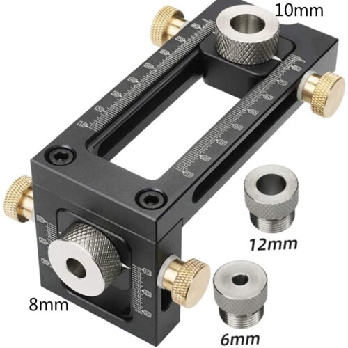 Woodworking Drill Jig for Cabinet Hardware, 6 8 10 12mm 2
