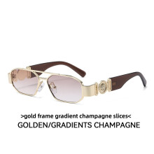 (Gold Light Tea)Modern Square Sun Glasses With Lightweight Frame For Travel And Stage Performances