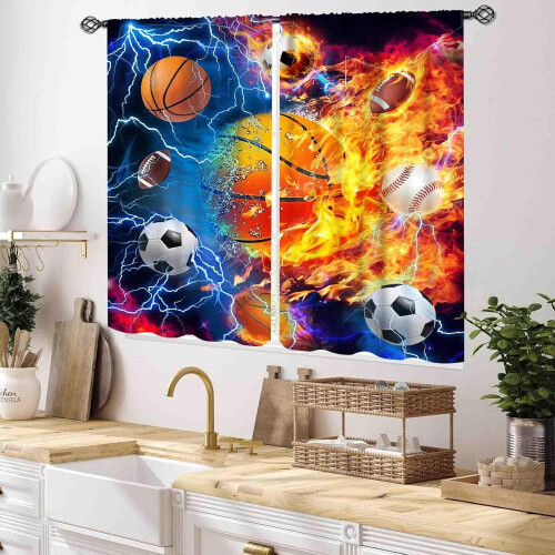 Basketball Curtains Blue 2 Panels 55x39 inch 2