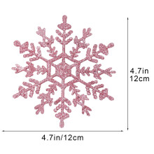 Glitter White Plastic Snowflake Ornaments 12cm 3 pcs