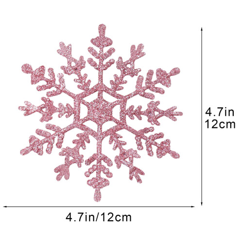 Glitter White Plastic Snowflake Ornaments 12cm 3 pcs
