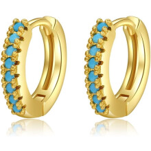 Gold Huggie Earrings for Women Rainbow Hoop Gold-Plated CZ