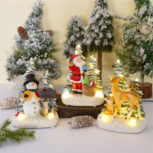 Luminous Christmas Music Rotating Santa Claus Tree Christmas Ornaments Resin Crafts Christmas Home Decoration C