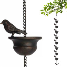 2X Metal Birds Cups Metal Rain Chain Rain Catcher for Gutter Roof Decoration Metal Drainage Rain Chain Downspout Tool