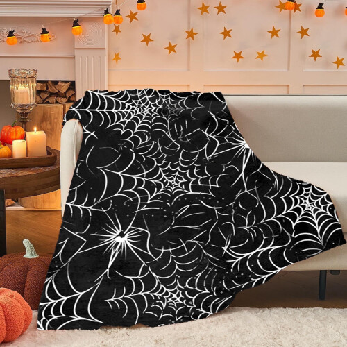 Tupukom Halloween Spider Web Blanket Black Gothic Throw