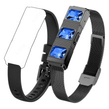 Smartes Armband mit 2 Armbändern, 24/7-Herzfrequenz-/Blutsauerstoff-/HRV-/Schlafüberwachung, mit Nachrichten-/Anruferinnerung, Schwarz
