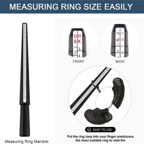 15 Piece Ring Mandrel Set, Ring Size Measuring Tool, Ring Making Kit with Plastic Ring Sizer, Ring Making Tool 1