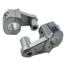 2 Stück 2-Zoll Universal-Motorrad-Pivot-Lenkererhöhungen - Legierungsklemme für 7/8" 22mm und 1-1/8" 28mm Lenker, Silber