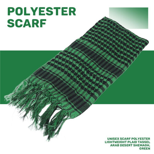 Écharpe Unisexe en Polyester Poids Léger À Plaid Pompons Arabe Désert Shemagh, Vert 2