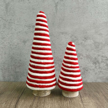 Mini Christmas Yarn Trees Red White Farmhouse Decor 2 PCS