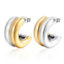 Two Tone Hoop Earrings Gold Silver 18k 925 Sterling Silver