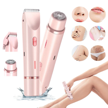 Rasoir électrique 2 en 1 Comfort pour femme et tondeuse bikini - Double tête, hypoallergénique, étanche, rechargeable USB-C, compact et