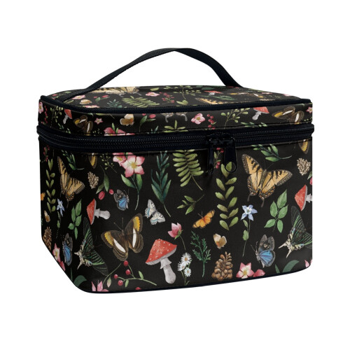 Makeup Bag Butterfly Leaf Pattern Polyester 8.86x6.5x5.9 1