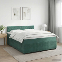 vidaXL Boxspringbett mit Matratze Dunkelgrün 180 x 200 cm Samt