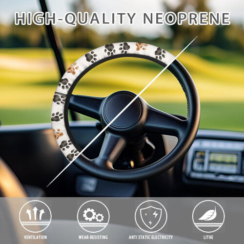 Paw Pattern Steering Wheel Cover Soft Universal Fit 2