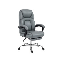 Faux Leather Reclining Office Chair, with Footrest - Grey