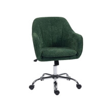Velvet-Feel Office Chair - Dark Green