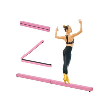 2.4M 8FT Gymnastics Folding Balance Beam Home Gym Training Exercise Sports - Pink