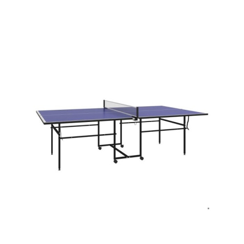 9FT Folding Table Tennis Table with Four Wheels, for Indoor Use, Blue