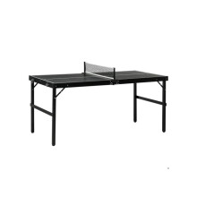 5-foot mini table tennis table with net, aluminium-framed folding table tennis table, portable table tennis game set, black