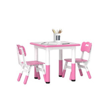 Height Adjustable Toddler Table and Chair Set, 3-Piece Children Activity Table w/ 2 Chairs for Playroom, Bedroom - Pink